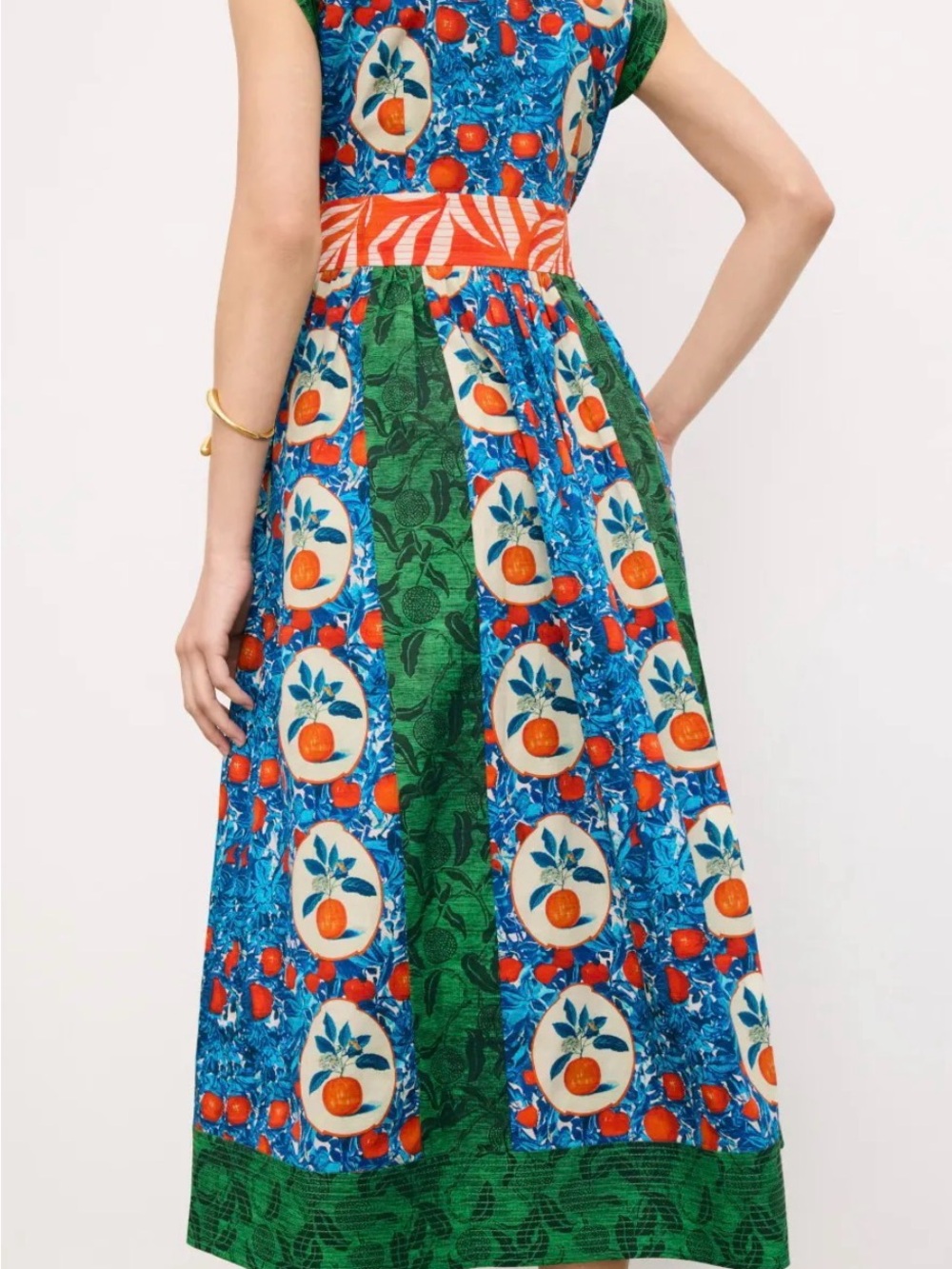 Hunter Bell April Dress 10 Sleeveless Multi-Print V-Neck Dress - Orange & Blue - Picture 2 of 5